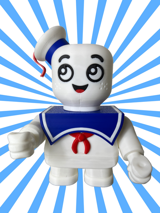 3D Printed Character white all over with marshmallow body, face, in a sailor's outfit